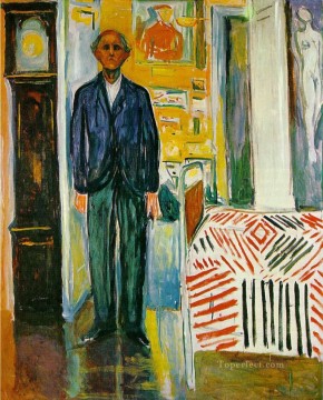 Autorretrato entre el reloj y la cama 1943 Edvard Munch Pinturas al óleo